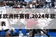 2024年欧洲杯赛程,2024年欧洲杯赛程时间表